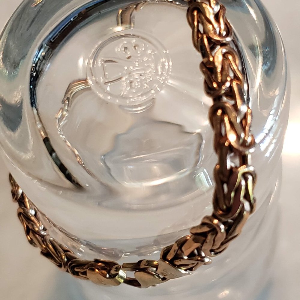 14k Solid Gold Italian Byzantine Bracelet - Picture 3 of 6